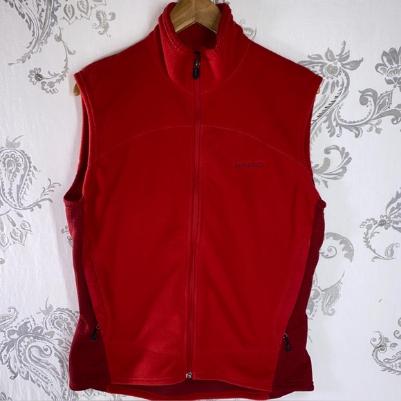 Patagonia Red Polartec Fleece With Grid‎ Inling Outdoor Vest - Picture 1 of 10